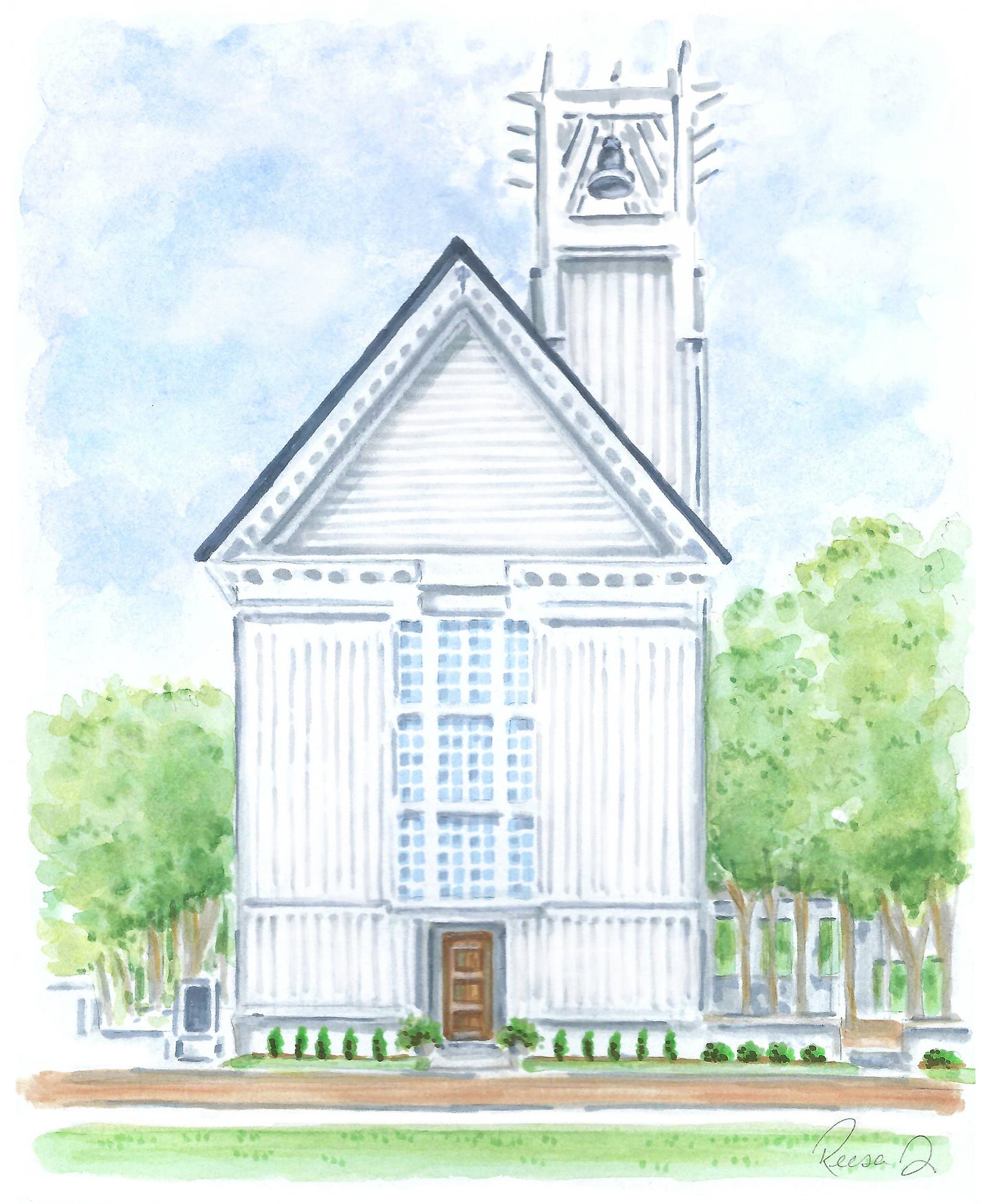 Seaside Florida Chapel Art Print 30A Art Watercolor Painting of Seaside Florida Beach Artwork Wedding Venue Art Beach Keepsake Wedding Gift