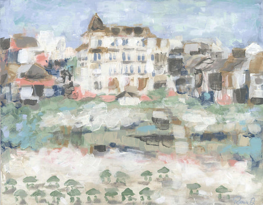 Rosemary Beach View Canvas 30A Rosemary Beach Hand Embellished Giclee Beach House Art on Canvas Painting Pearl Hotel Print on Canvas