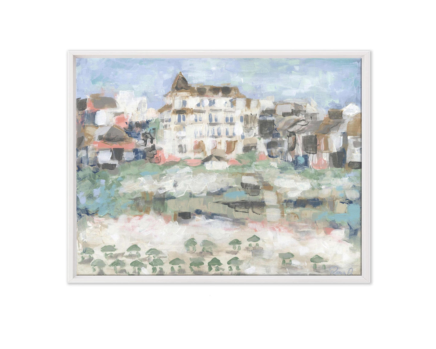 Rosemary Beach View Canvas 30A Rosemary Beach Hand Embellished Giclee Beach House Art on Canvas Painting Pearl Hotel Print on Canvas