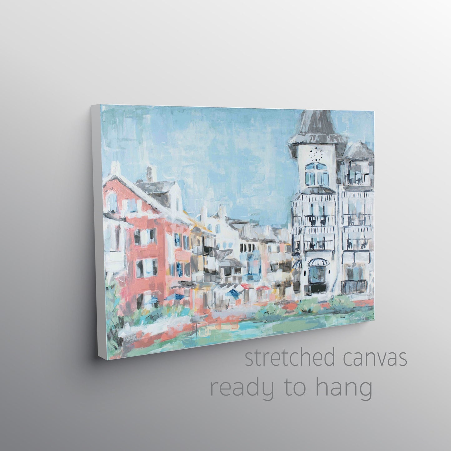 Rosemary Beach Main Street Canvas 30A Rosemary Beach Hand Embellished Giclee Beach House Art on Canvas Painting Pearl Hotel Print on Canvas