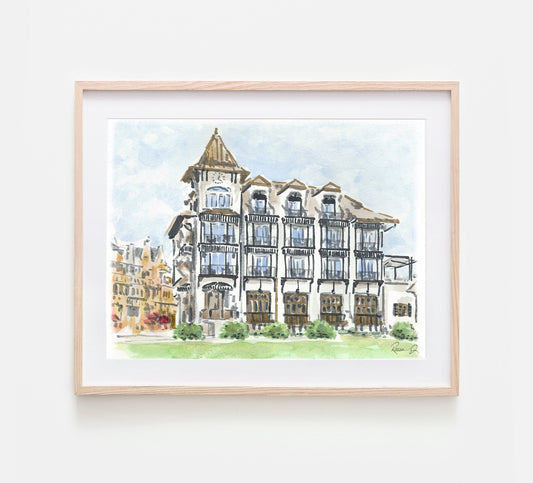 The Pearl Hotel Art Print 30A Art Rosemary Beach Painting Watercolor Wedding Venue Art Anniversary Gift Vacation Keepsake Rosemary Beach Art
