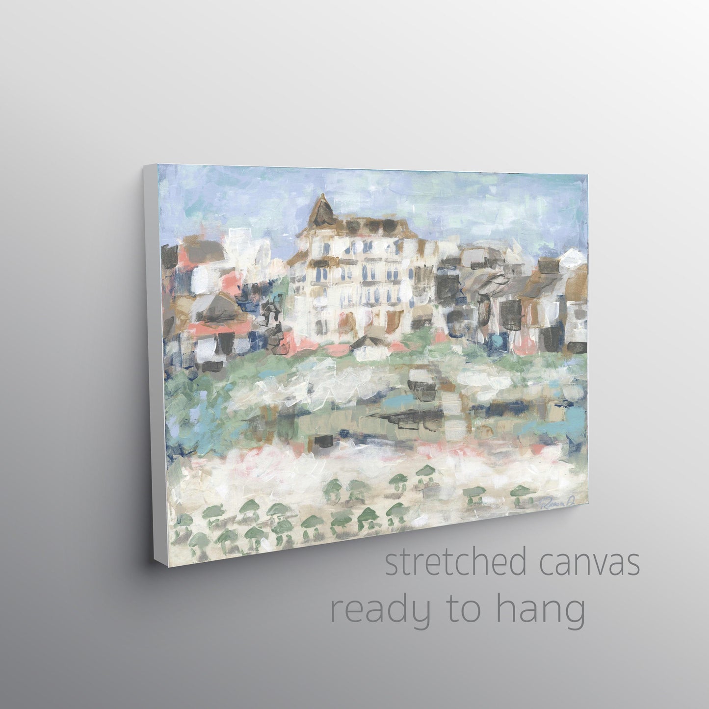 Rosemary Beach View Canvas 30A Rosemary Beach Hand Embellished Giclee Beach House Art on Canvas Painting Pearl Hotel Print on Canvas