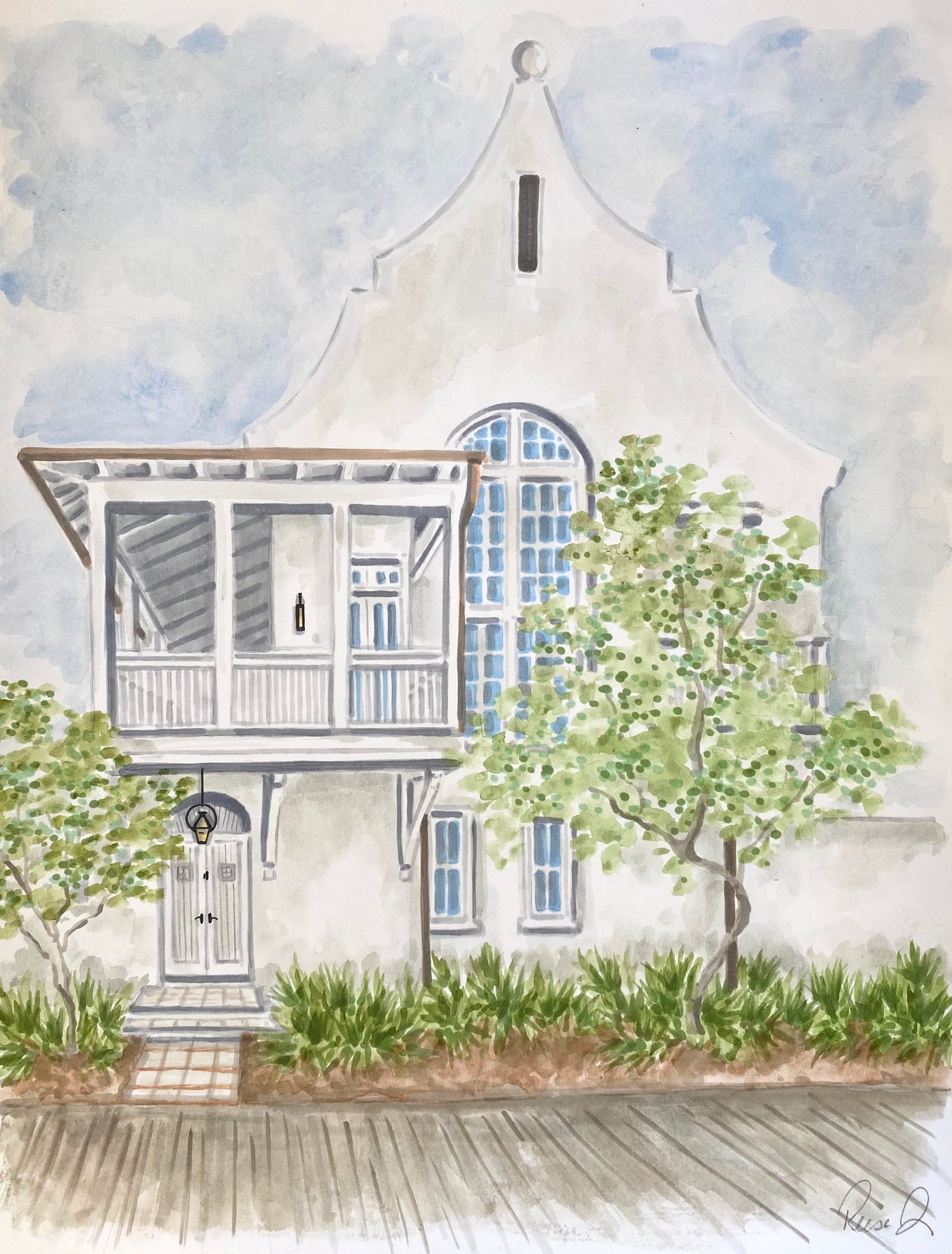Custom House Watercolor Portrait