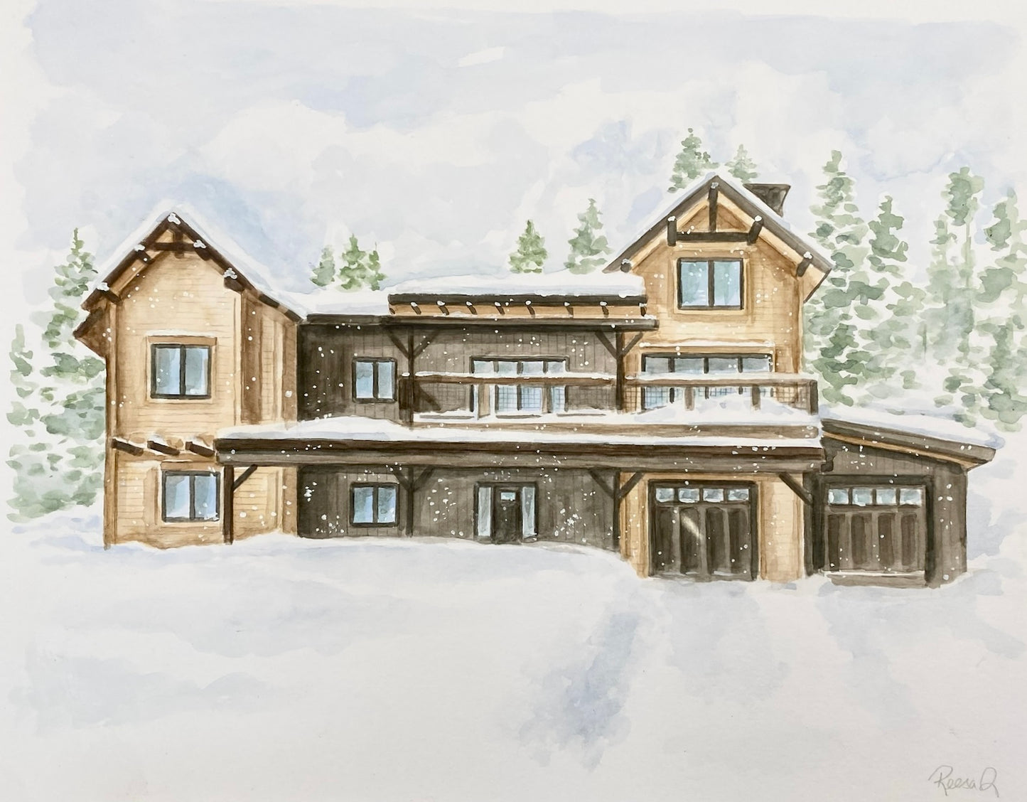 Custom House Watercolor Portrait