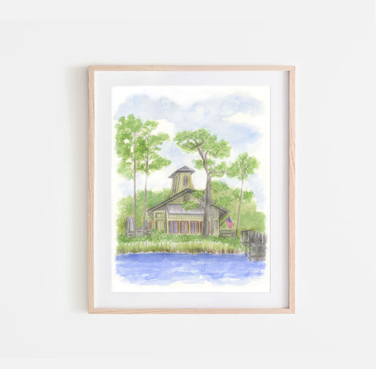 Watercolor Boathouse