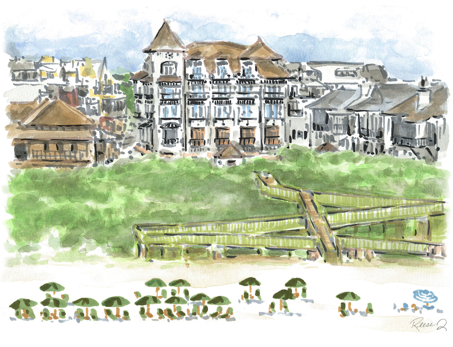 Rosemary Beach Painting of Pearl Hotel
