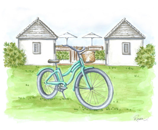 Rosemary Beach Cruiser Art 30A Art Beach Cruiser Painting Rosemary Beach Easter Green Print Vacation Keepsake Florida Beach House Decor