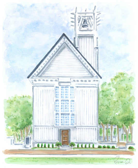 Seaside Florida Chapel Art Print 30A Art Watercolor Painting of Seaside Florida Beach Artwork Wedding Venue Art Beach Keepsake Wedding Gift