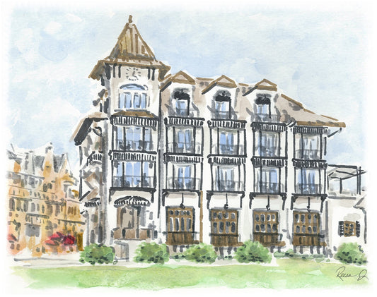 The Pearl Hotel Art Print 30A Art Rosemary Beach Painting Watercolor Wedding Venue Art Anniversary Gift Vacation Keepsake Rosemary Beach Art