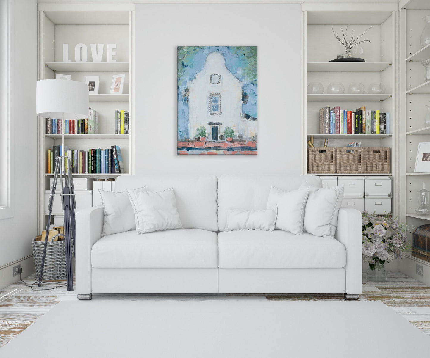 Rosemary Beach Town Hall & Post Office Canvas 30A Art Rosemary Beach Hand Embellished Giclee Florida Beach Artwork Wedding Gift Beach Decor