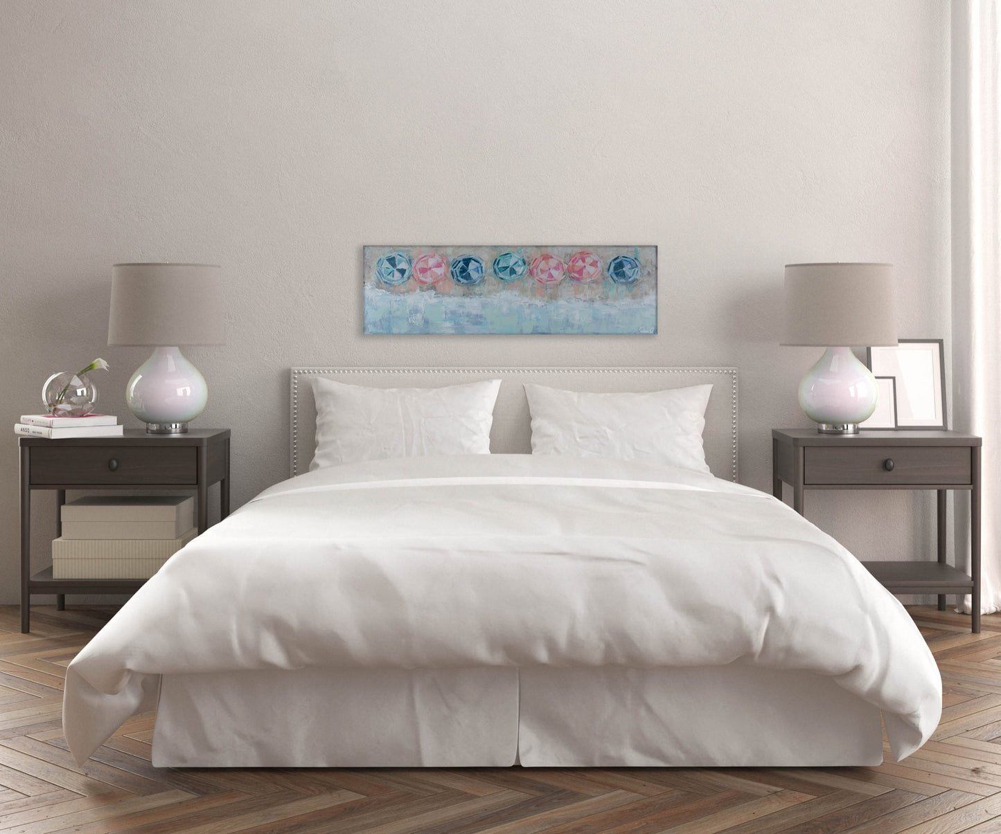 Beach Umbrella Painting Canvas Art Coastal Vacation Decor Colorful Beach Umbrellas Beach Vacation House Painting Coastal Beach Painting