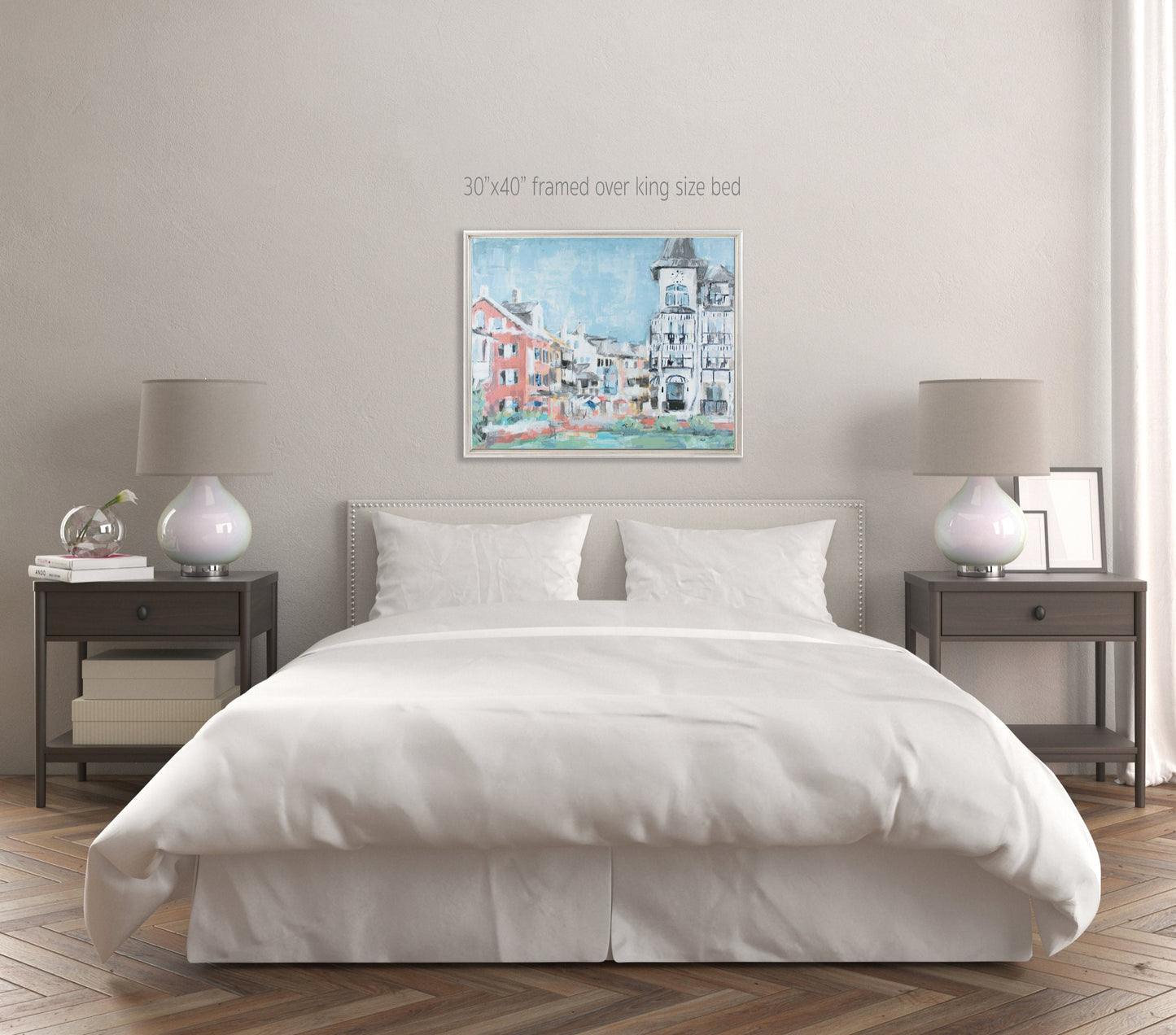 Rosemary Beach Main Street Canvas 30A Rosemary Beach Hand Embellished Giclee Beach House Art on Canvas Painting Pearl Hotel Print on Canvas