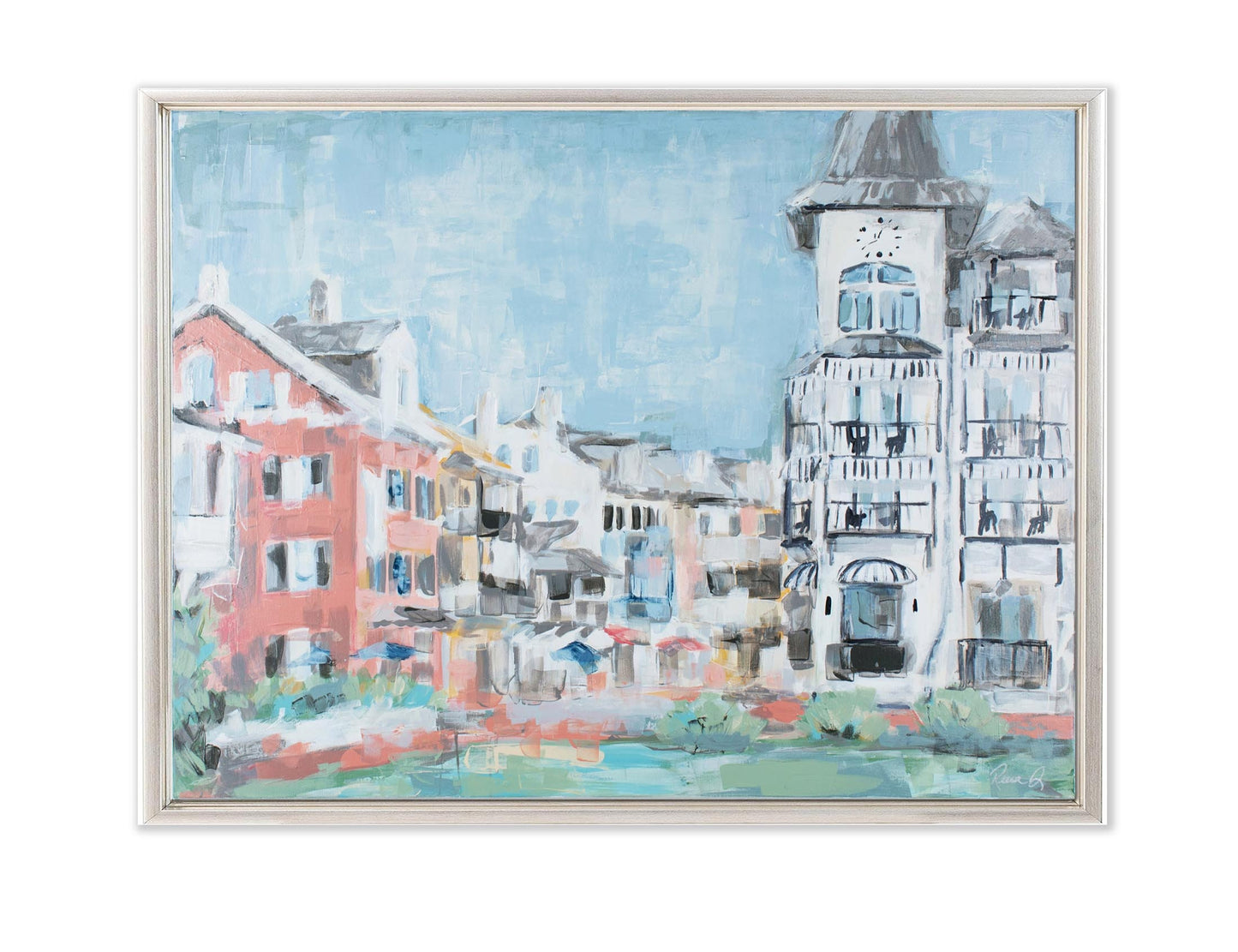 Rosemary Beach Main Street Canvas 30A Rosemary Beach Hand Embellished Giclee Beach House Art on Canvas Painting Pearl Hotel Print on Canvas