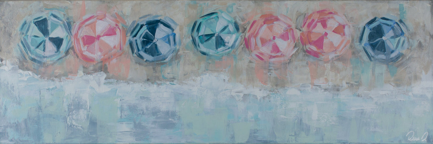 Beach Umbrella Painting Canvas Art Coastal Vacation Decor Colorful Beach Umbrellas Beach Vacation House Painting Coastal Beach Painting