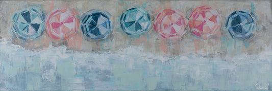 Beach Umbrella Painting Canvas Art Coastal Vacation Decor Colorful Beach Umbrellas Beach Vacation House Painting Coastal Beach Painting