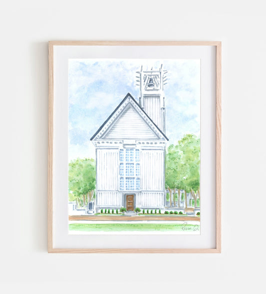 Seaside Florida Chapel Art Print 30A Art Watercolor Painting of Seaside Florida Beach Artwork Wedding Venue Art Beach Keepsake Wedding Gift
