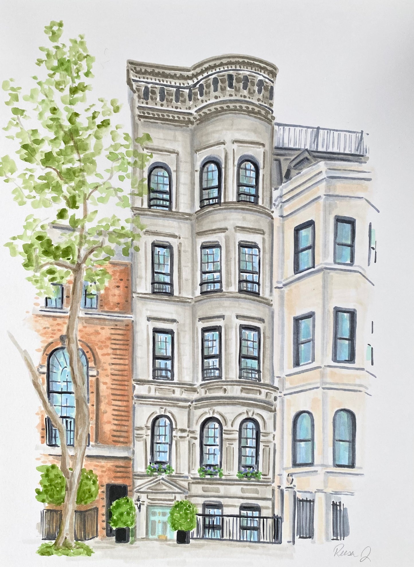 Custom House Watercolor Portrait