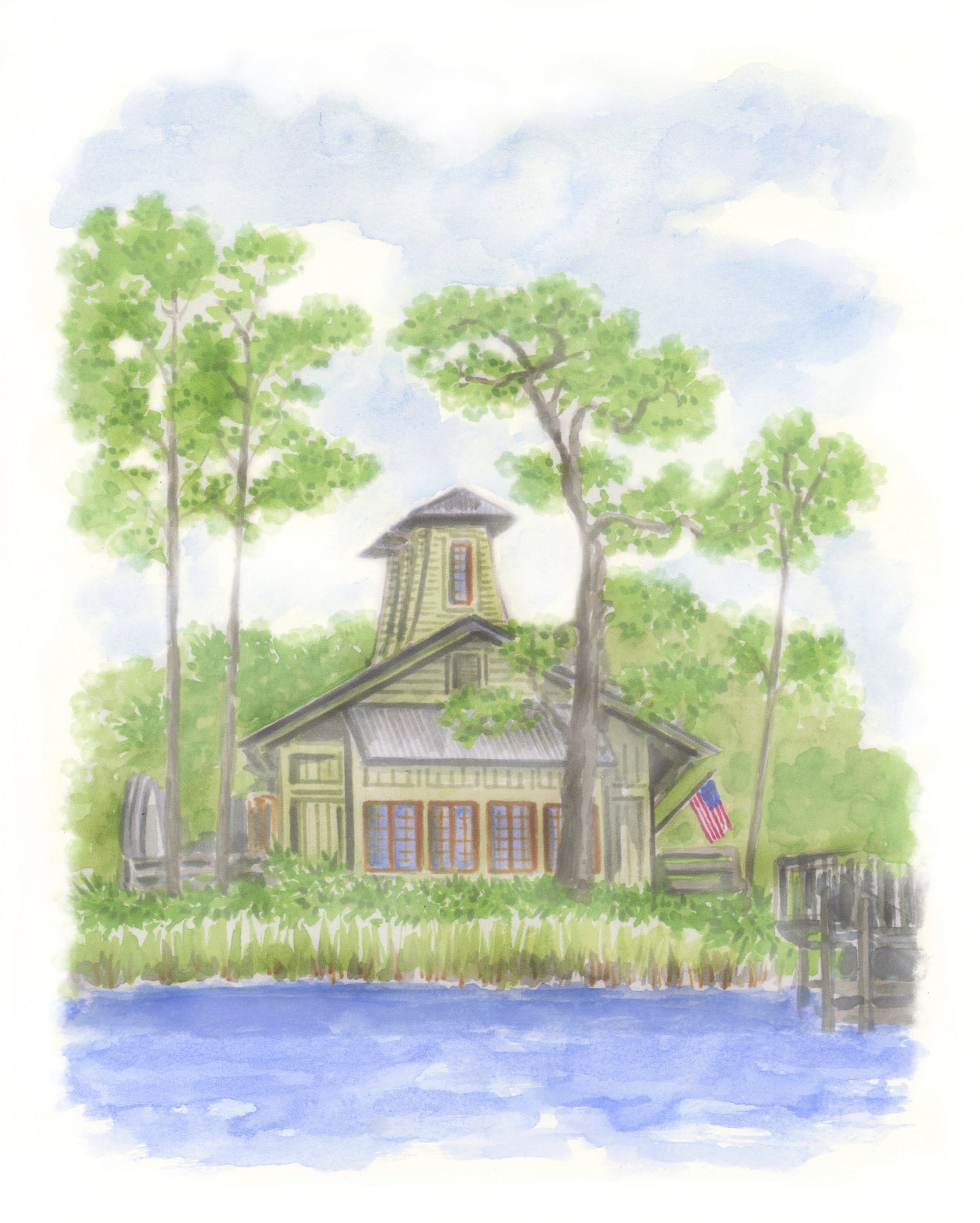 Watercolor Boathouse