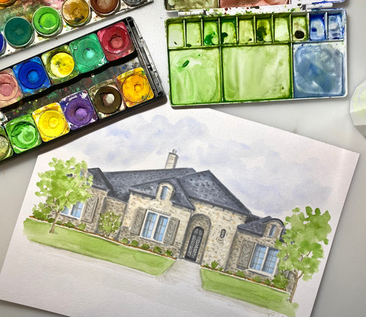 Custom House Watercolor Portrait