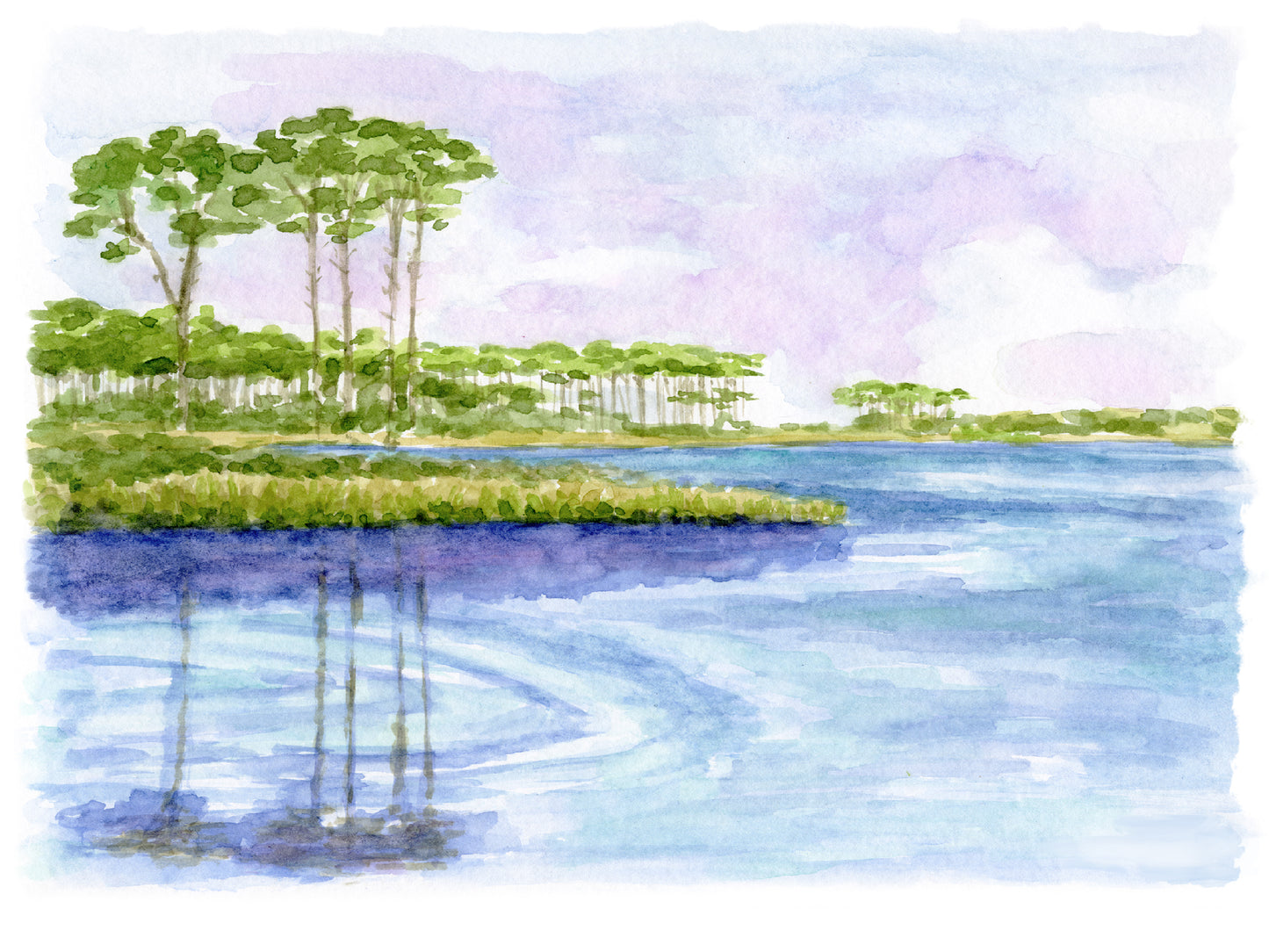 Western Lake Watercolor