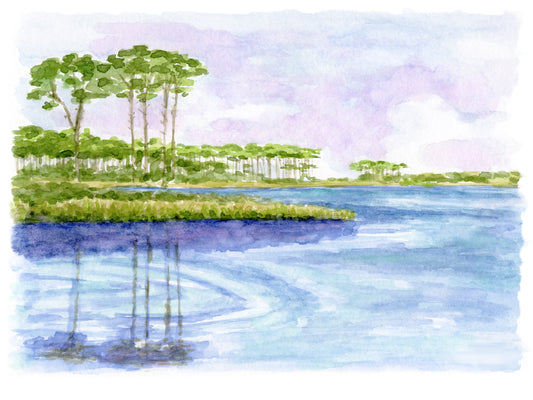 Western Lake Watercolor